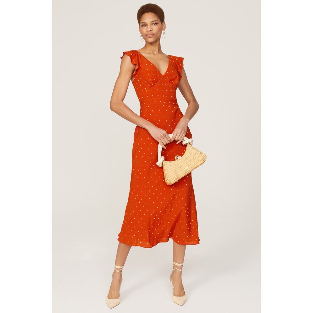 Jason Wu Collective Red Polka Dot Flutter Sleeve … - image 1